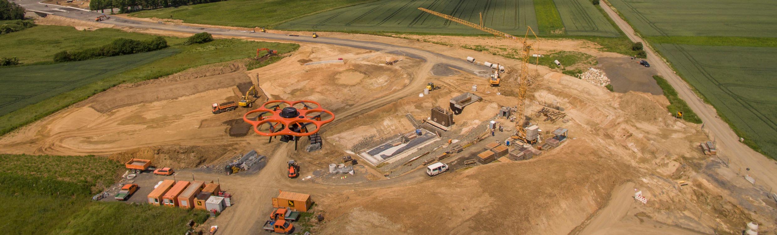 Surveying UAV performing a uav survey project